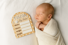 Load image into Gallery viewer, Checkered outline baby announcement sign