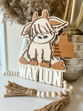 Load image into Gallery viewer, Highland cow birth stat